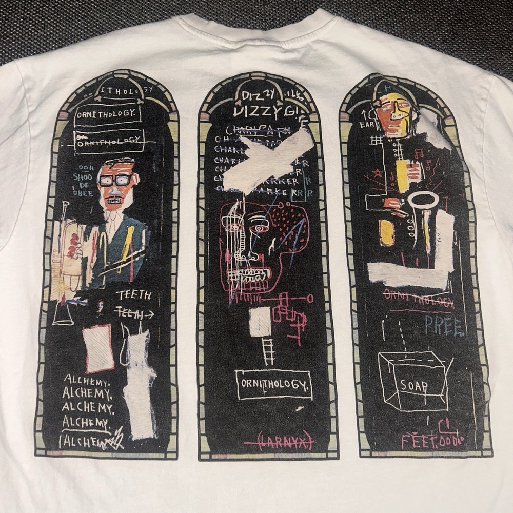 Rare Jean-Michel Basquiat x H&M Who Decides War' White Grunge Art T Shirt Large